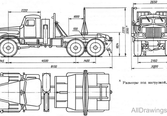 KrAZ-255 L Timber truck drawings (figures)